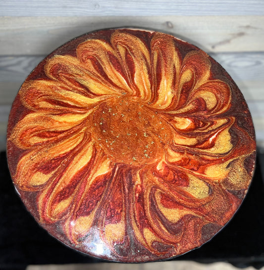 Orange & Yellow Swirl Flower Storage Basket Table