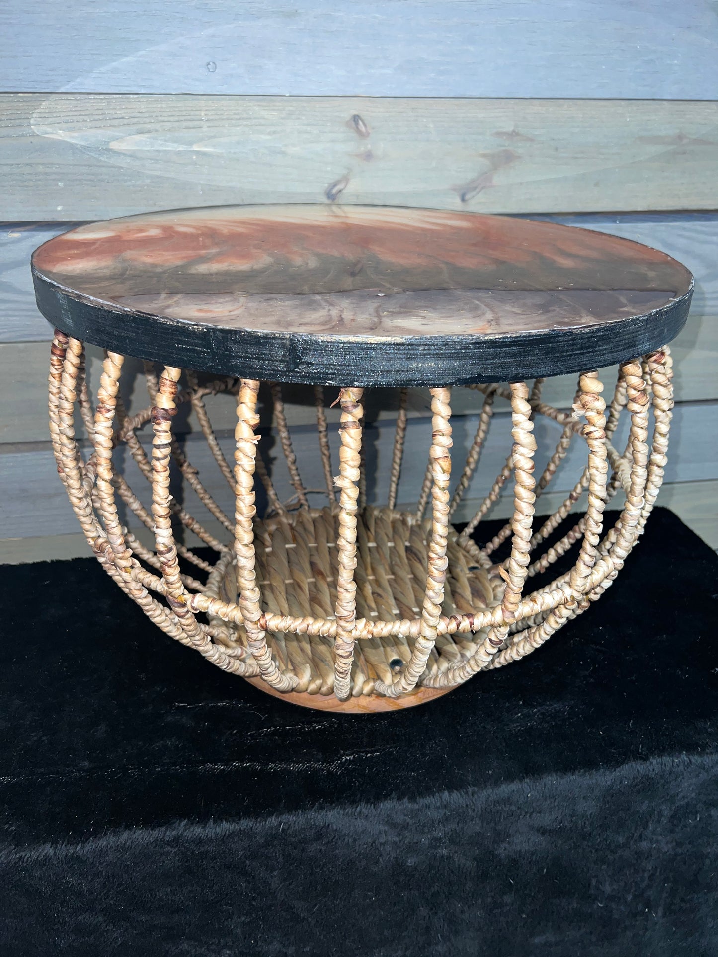 Gold, Copper & Bronze Wave Storage Basket Table