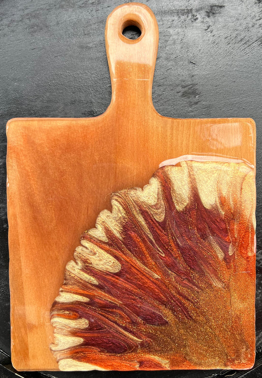 Burgundy, Gold & Orange Wooden Cutting Board