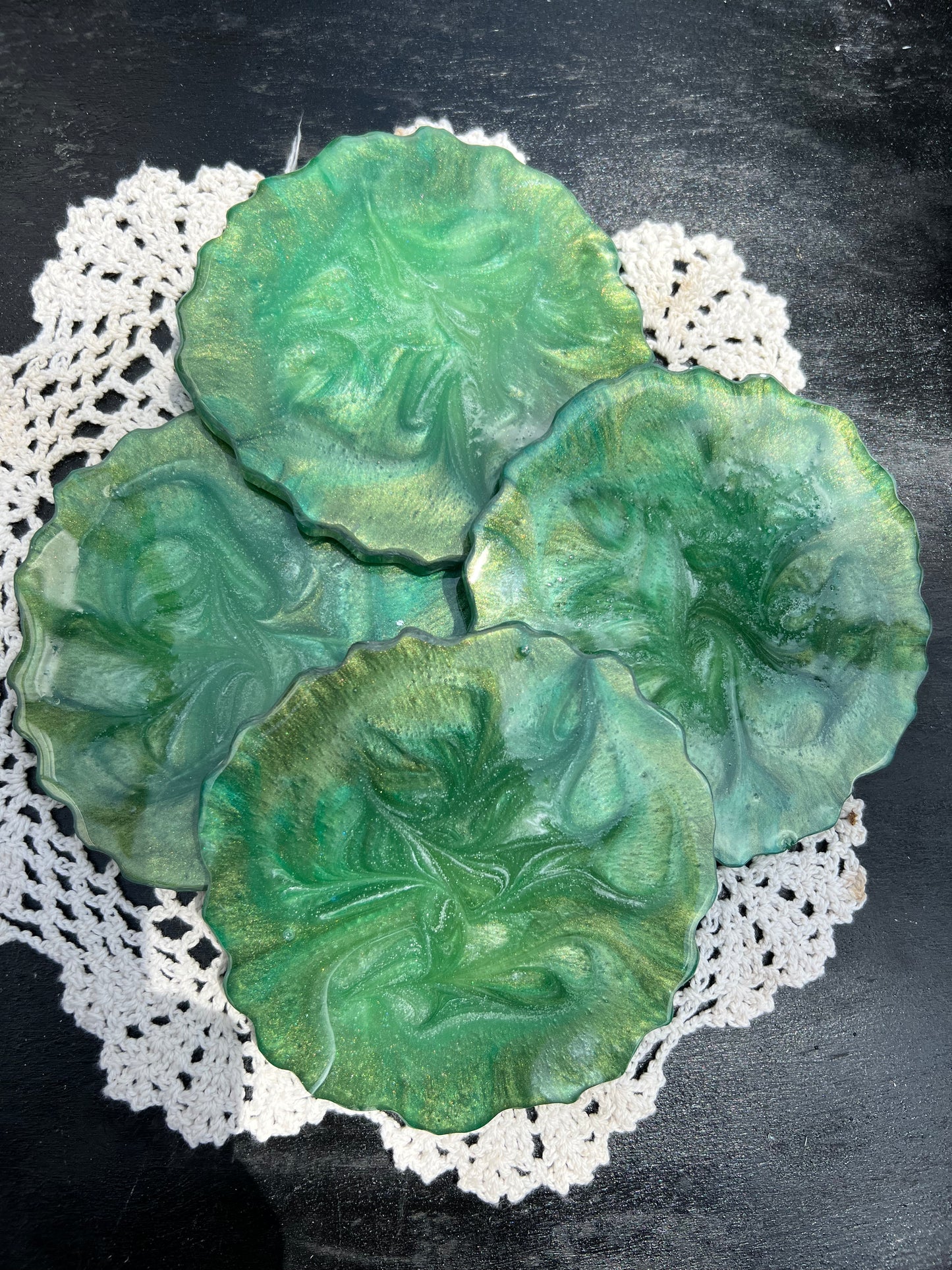 Green & Golden Green Coasters Set