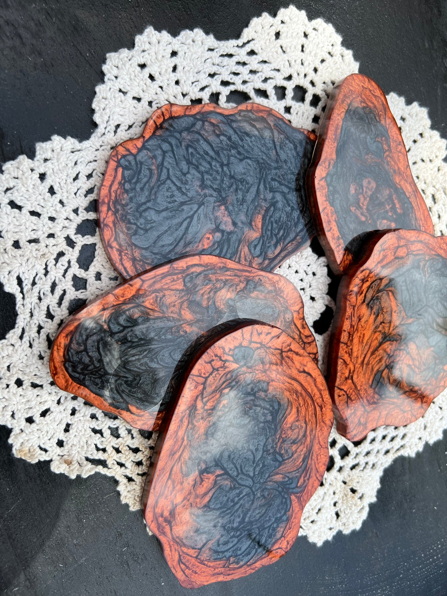 Black & Copper Coasters Set