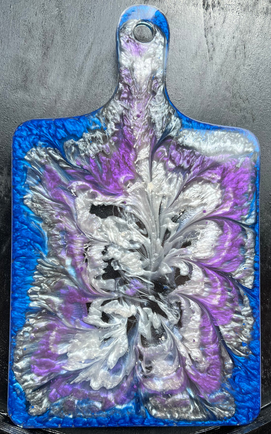 Blue, Purple, White & Silver Cutting Board