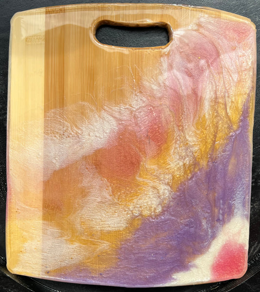 Pink, Purple, White & Gold Wooden Cutting Board