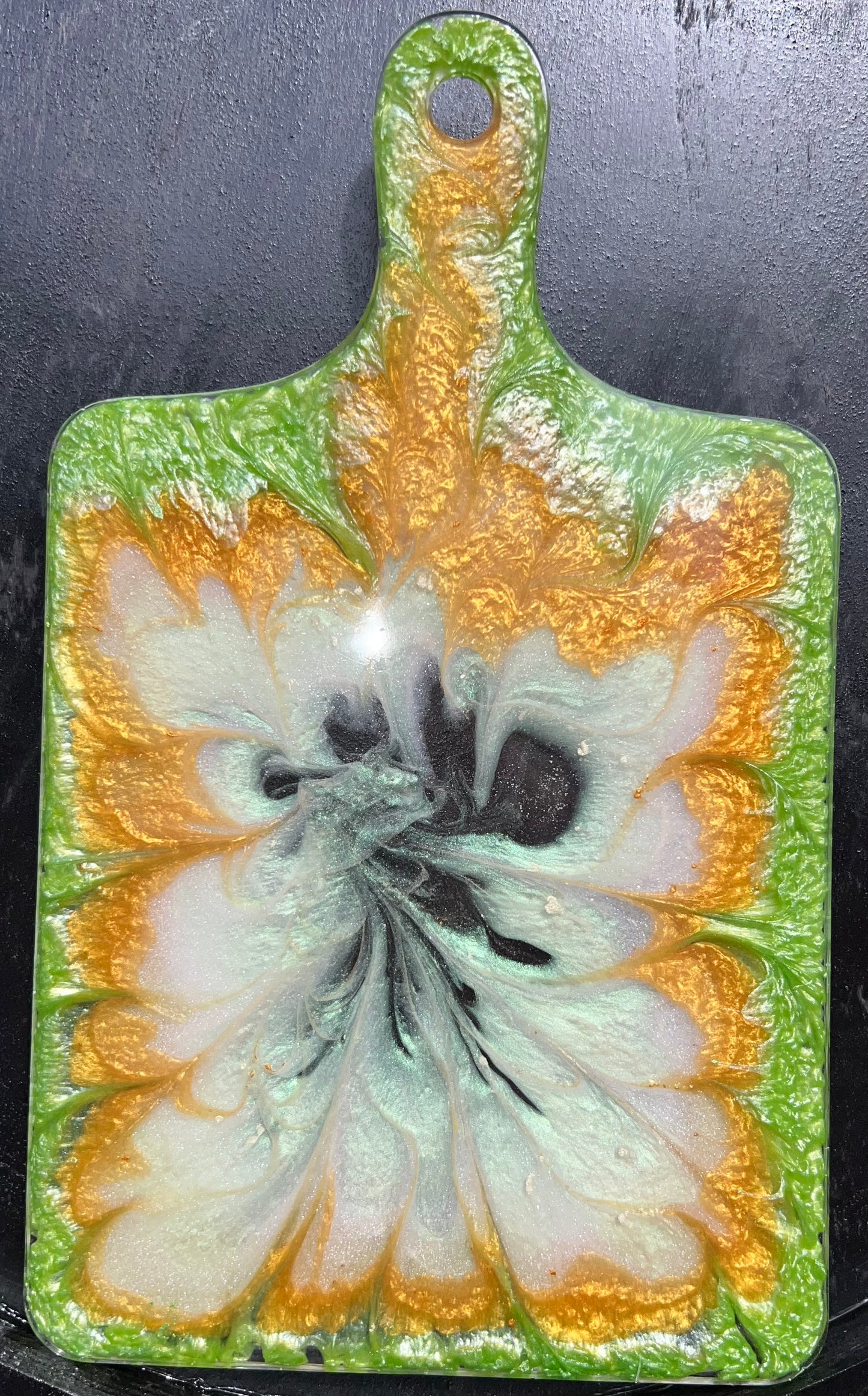 Gold, Green & White Iridescent Cutting Board