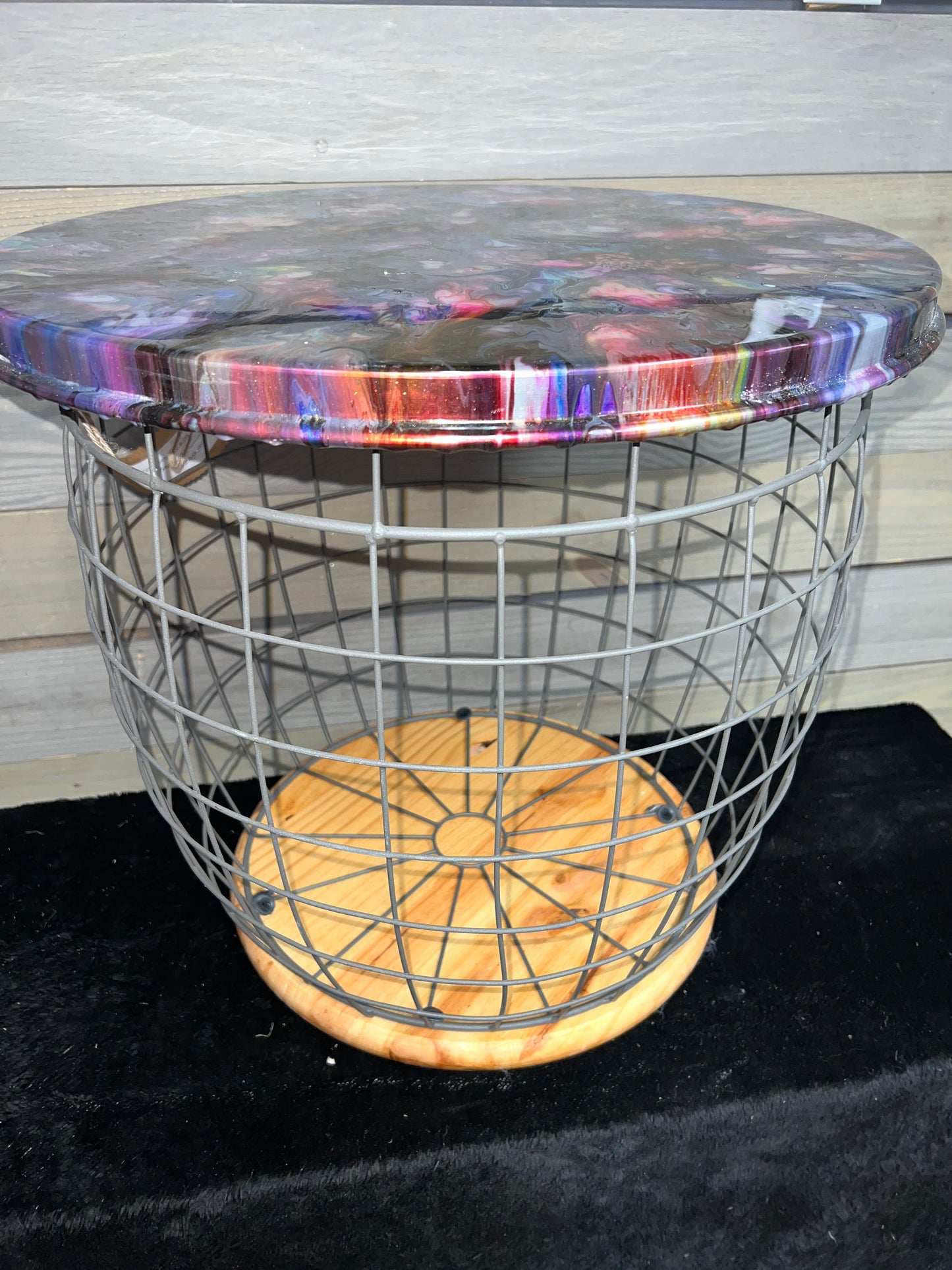 Abstract Colorful Metal Storage Basket Table