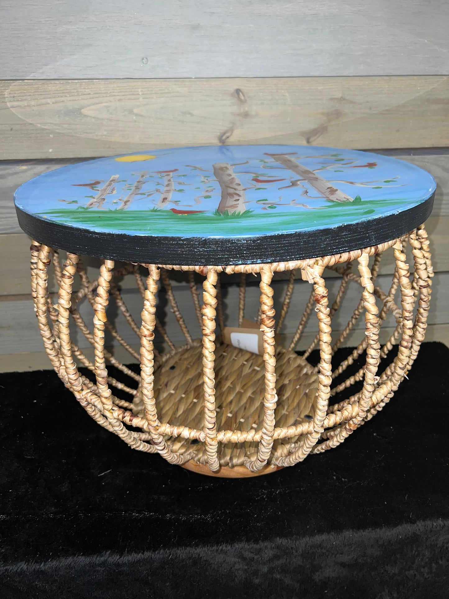 White Birch Trees With Cardinals Storage Basket Table