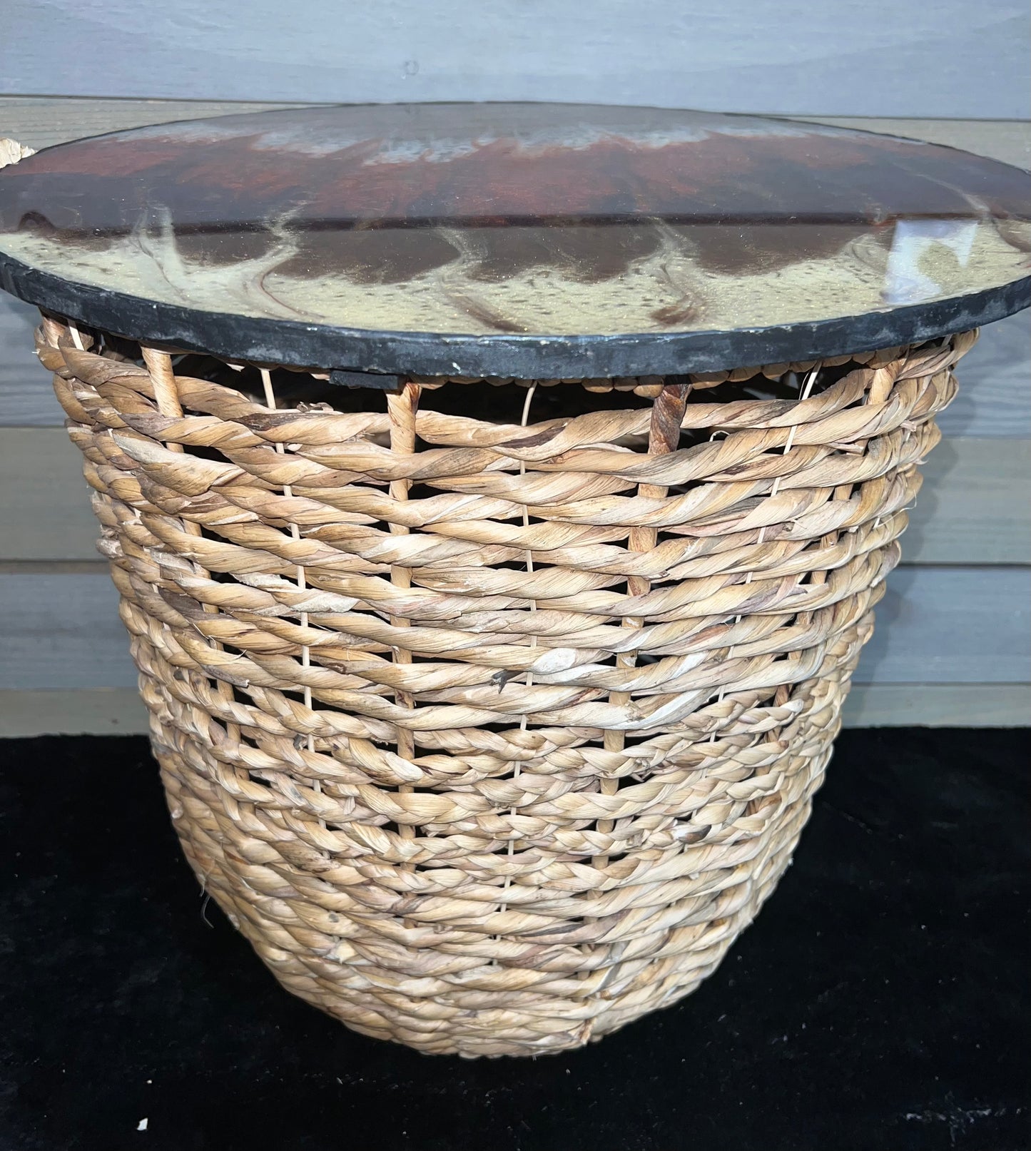 Gold, Bronze, Copper & Pearl White Wave Storage Basket Table