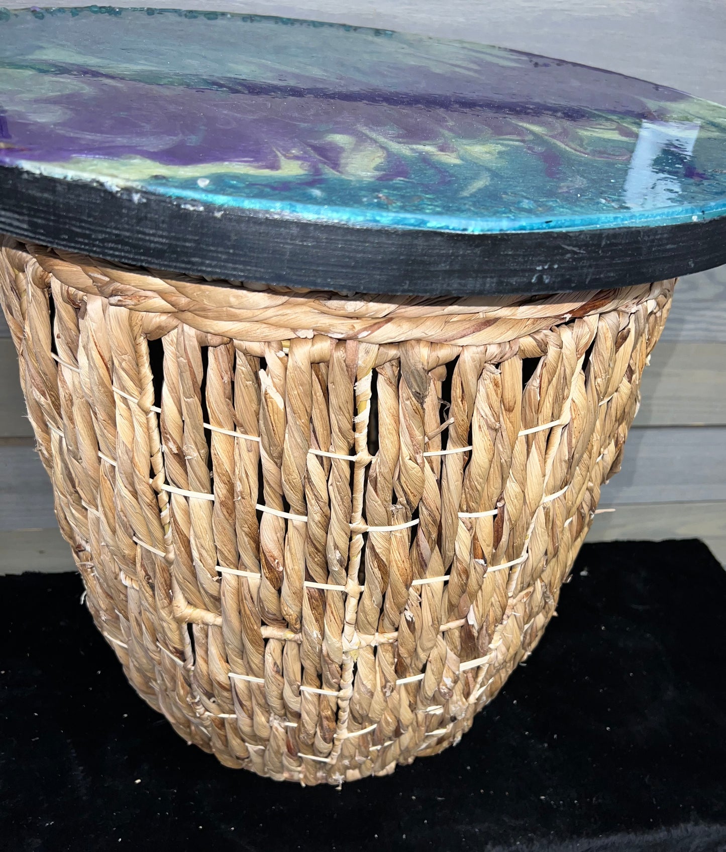 Teal, Purple & Pearl White Storage Basket Table