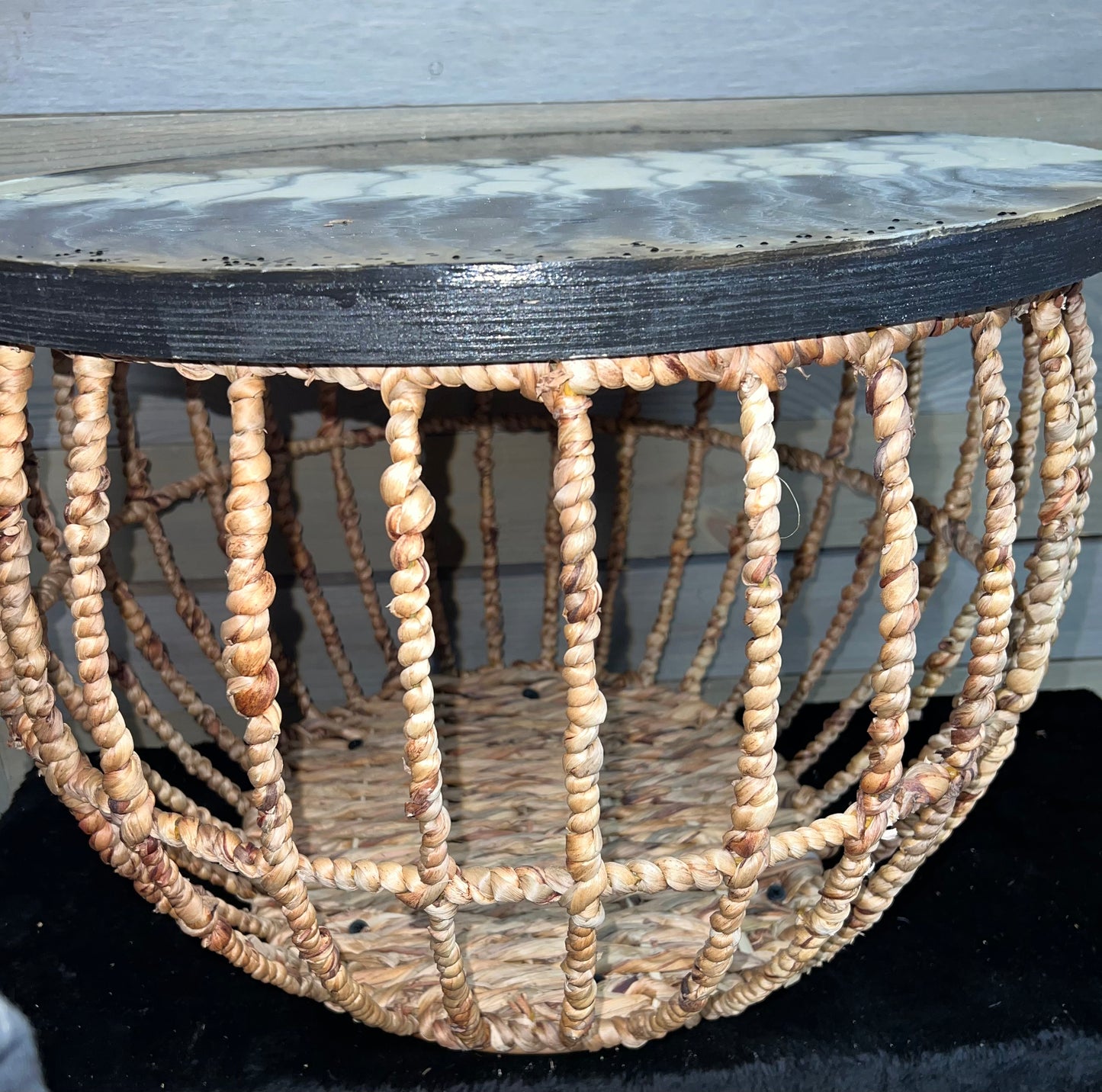 Black, Grey & White Wave Storage Basket Table