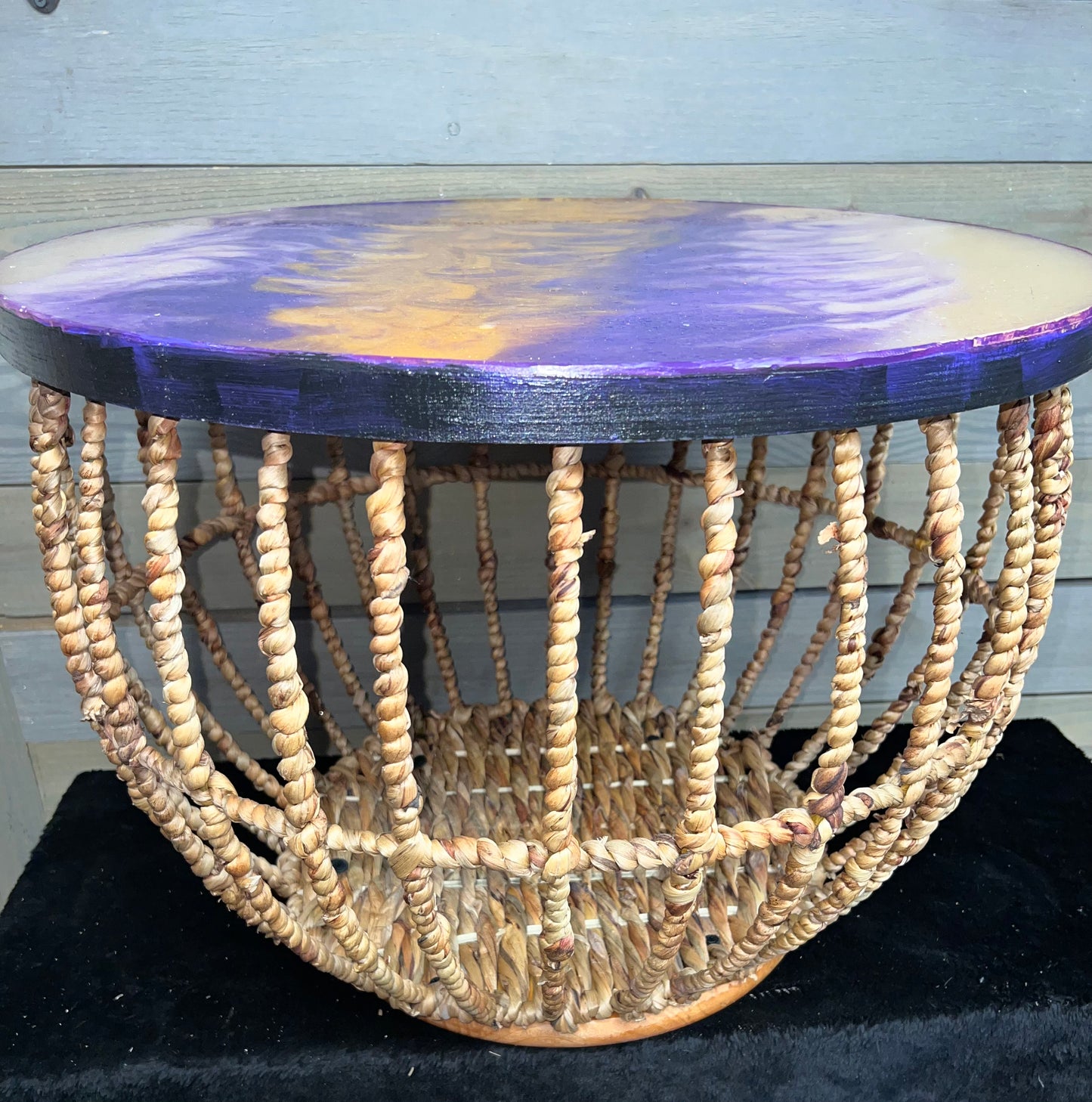 Purple, Gold & Pearl White Swirls Storage Basket Table