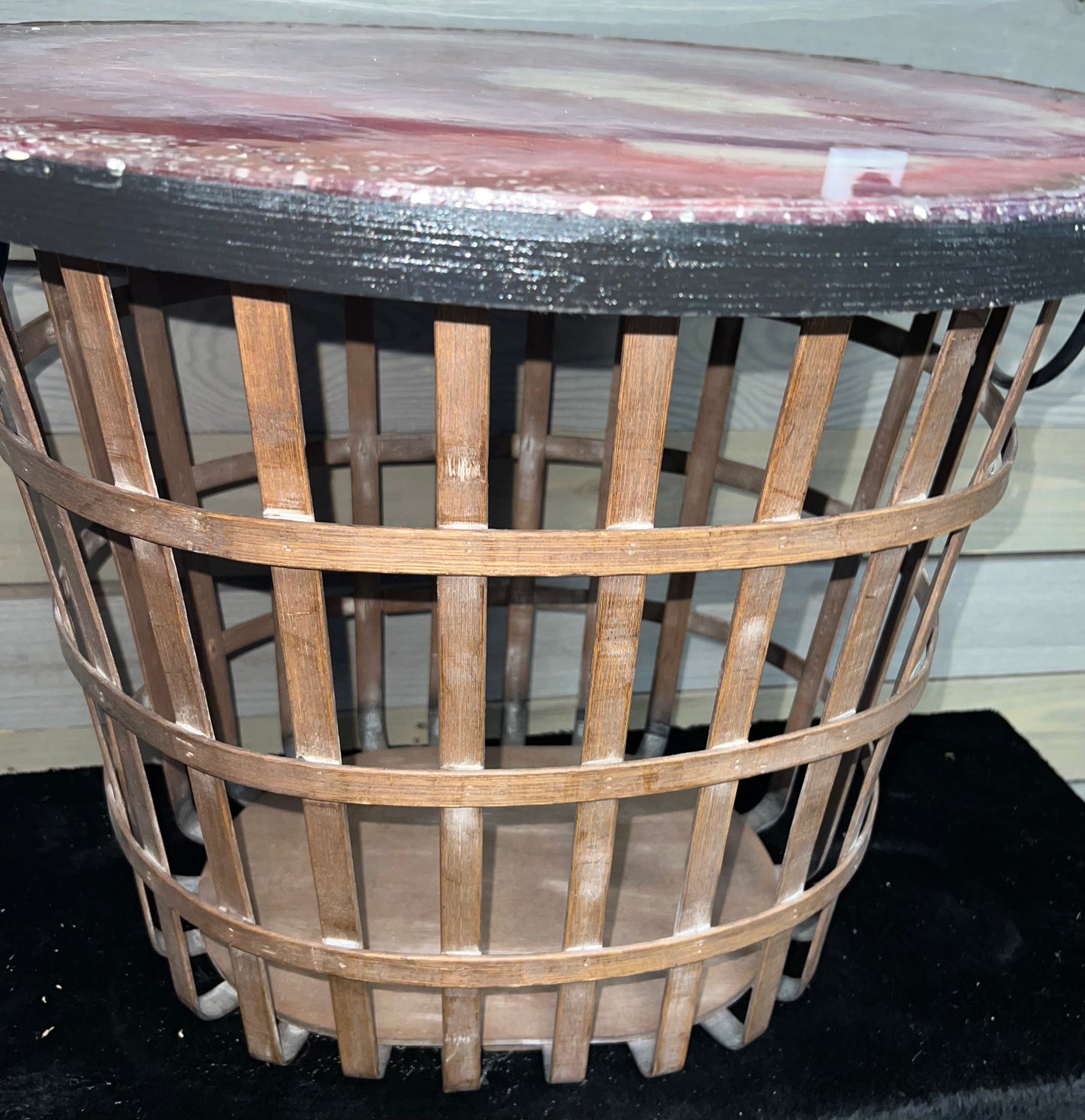 Pink, Pearl White & Light Pink Storage Basket Table