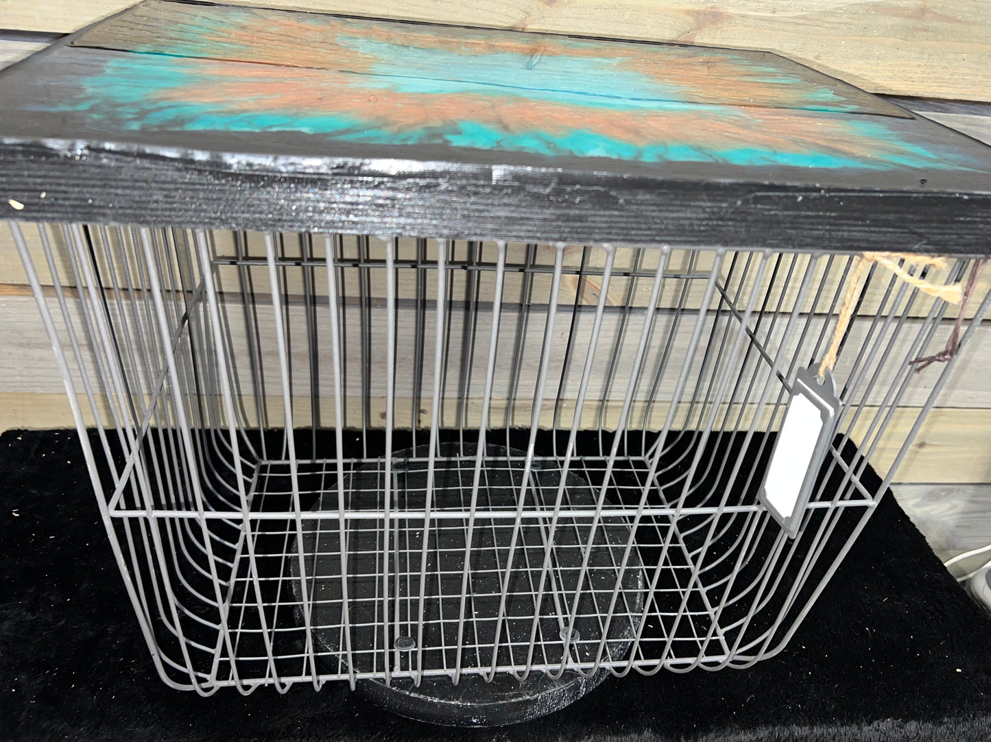 Black, Teal & Orange Square Storage Basket Table