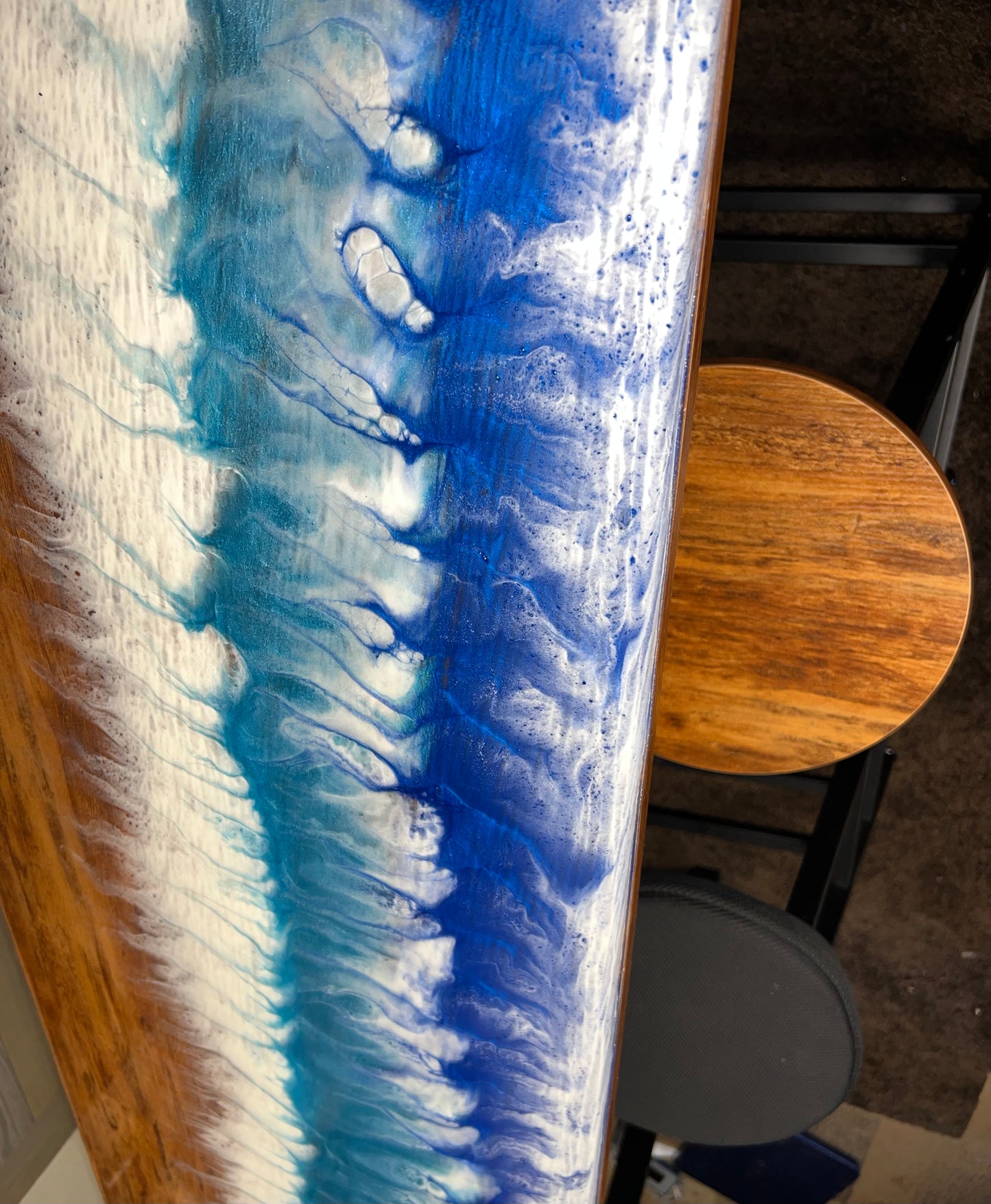 Blue & White Wave Bar With Barstools